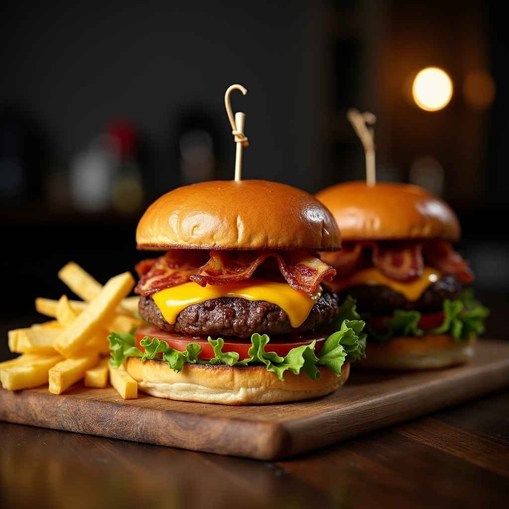 Gourmet Burgers Served with Fries